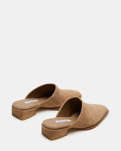 DESSA Taupe Suede Square-Toe Mule Women's Flat