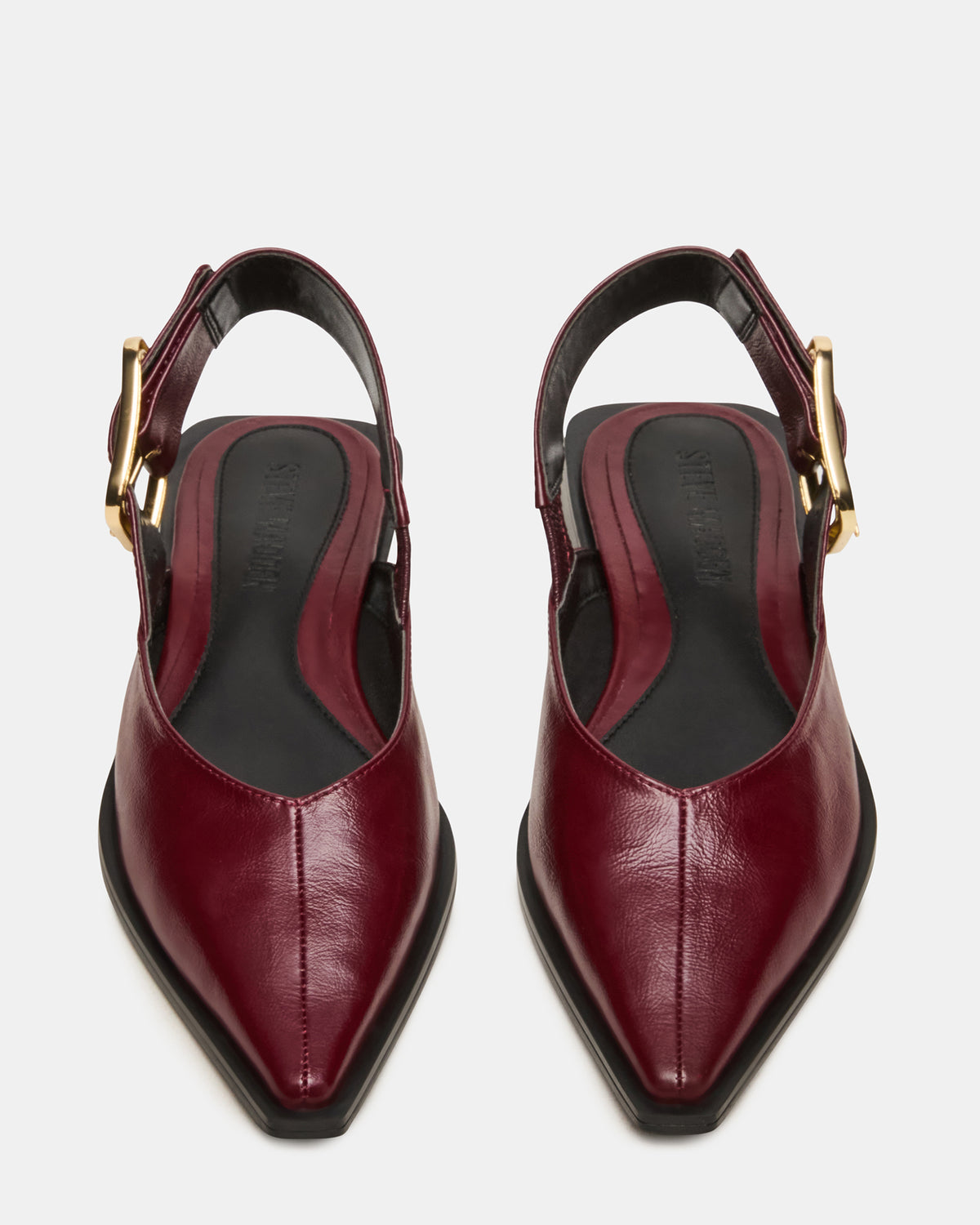 SHAY Burgundy Leather Pointed-Toe Slingback Ballet Women's Flat