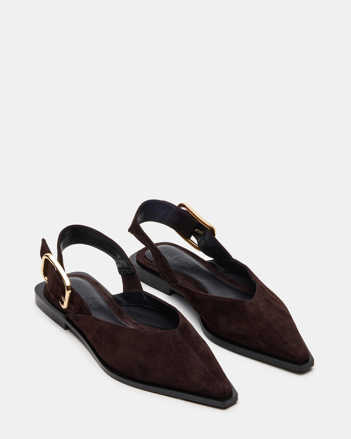 SHAY Brown Suede Pointed-Toe Slingback Ballet Women's Flat
