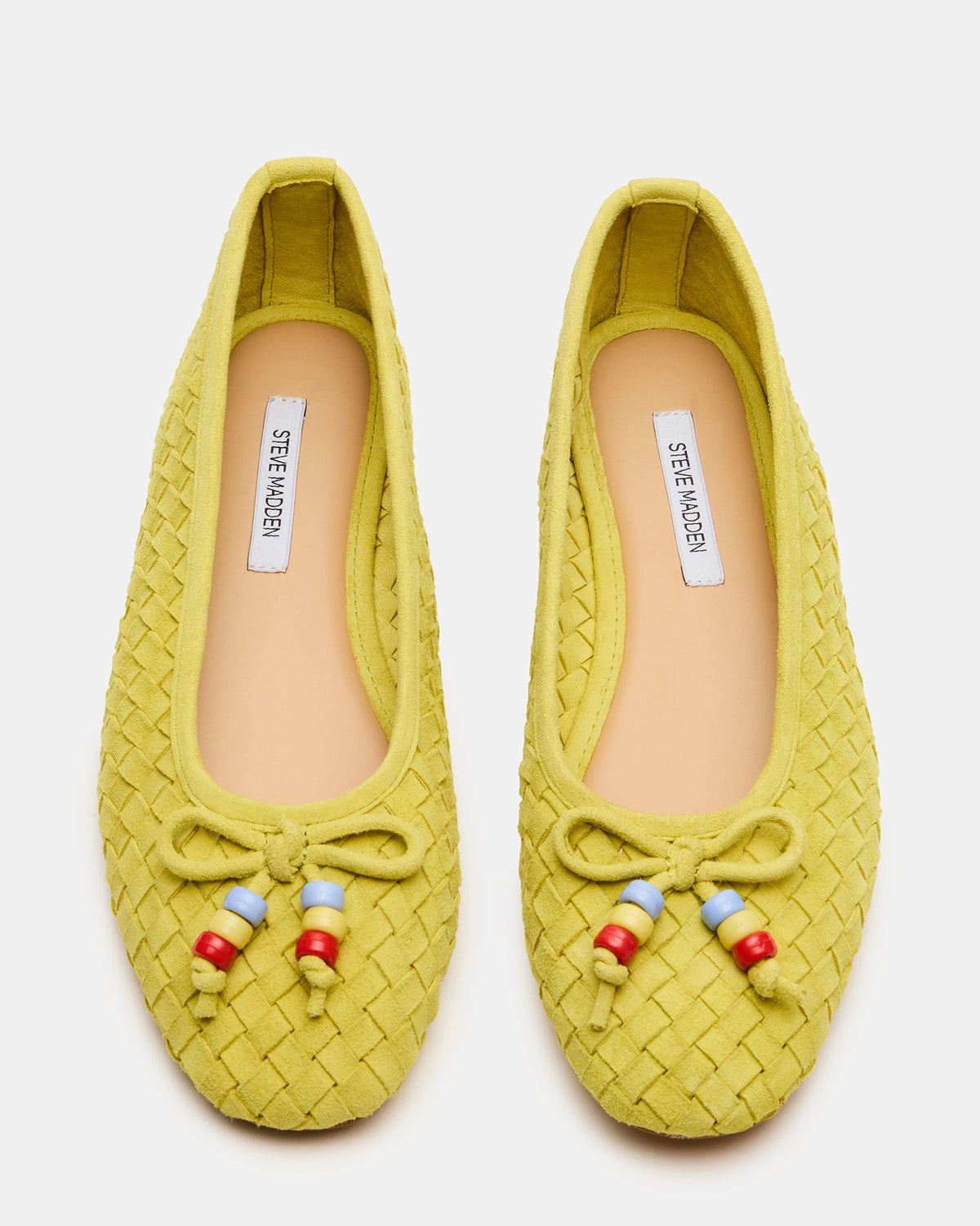 DIVY Lime Leather Woven Bow Ballet Round-Toe Women's Flat