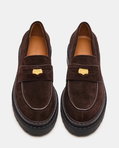 RAFTUS Brown Suede Platform Lug Women's Loafer