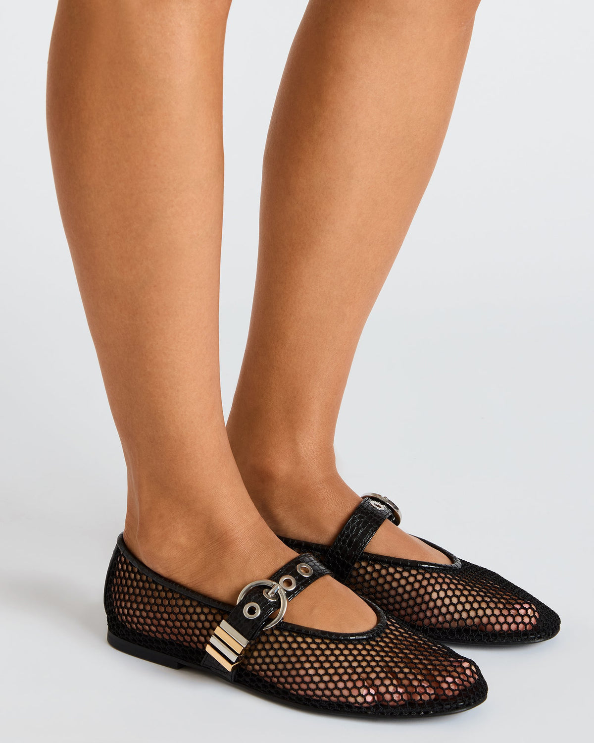 LUCIA Black Mesh Mary Jane Ballet Women's Flat