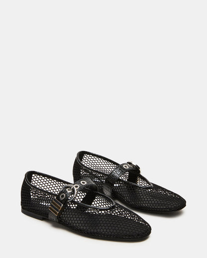LUCIA Black Mesh Mary Jane Ballet Women's Flat