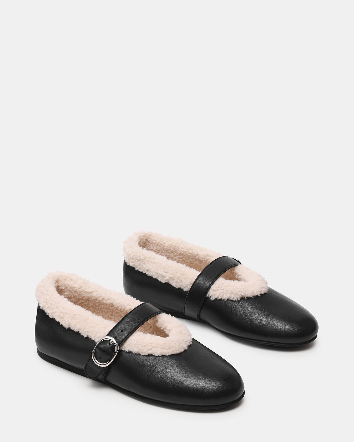 LODGE Black Leather Mary Jane Round-Toe Women's Flat