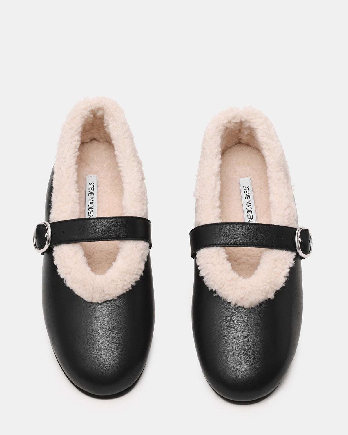 LODGE Black Leather Mary Jane Round-Toe Women's Flat