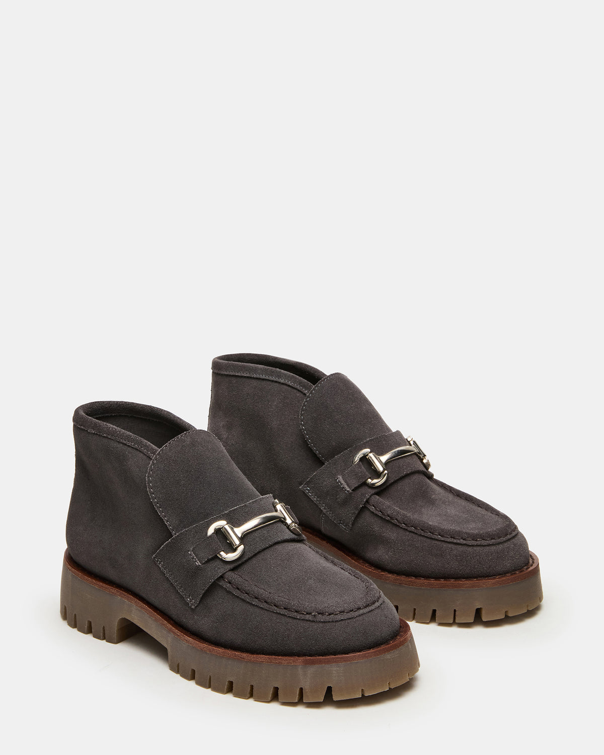 LEON Grey Suede Platform Lug Sole Women's Loafer