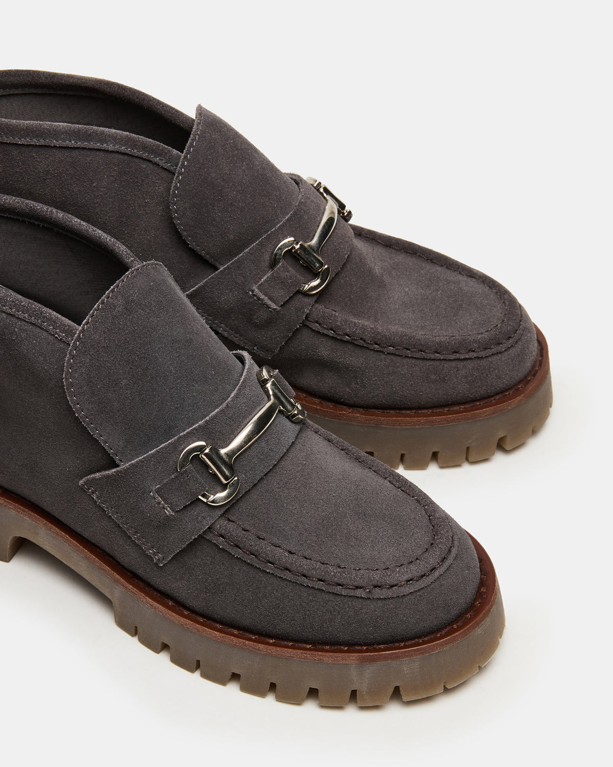 LEON Grey Suede Platform Lug Sole Women's Loafer