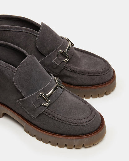 LEON Grey Suede Platform Lug Sole Women's Loafer