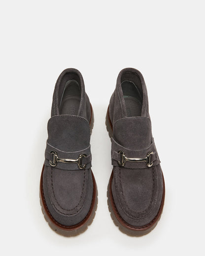 LEON Grey Suede Platform Lug Sole Women's Loafer