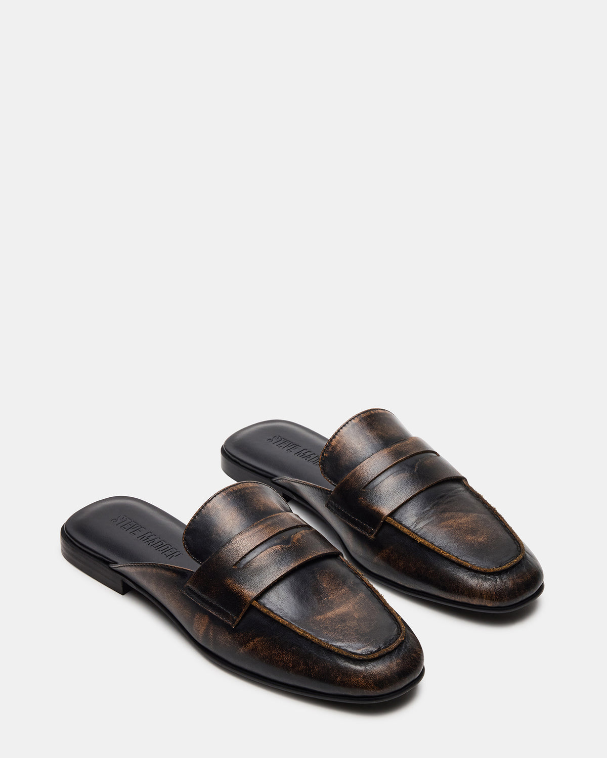 CALEB Brown Distressed Women's Slip-On Mule Flat
