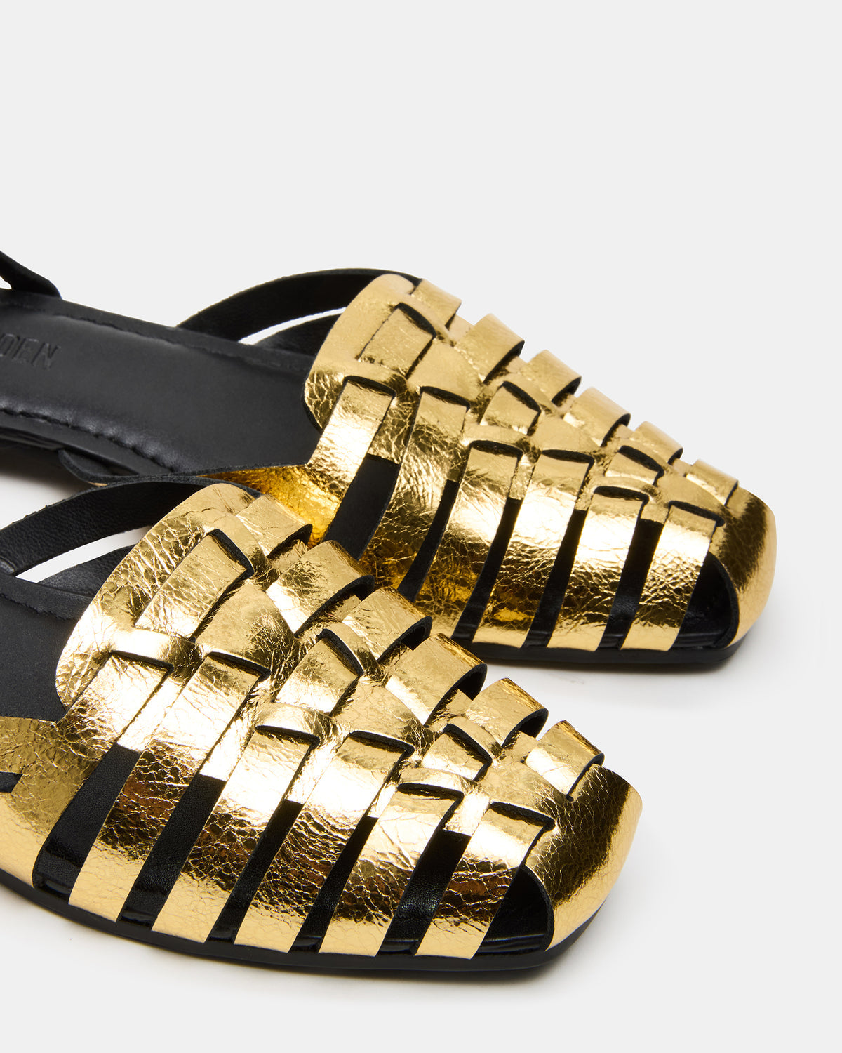 MEDLIN Gold Leather Square-Toe Fisherman Women's Flat