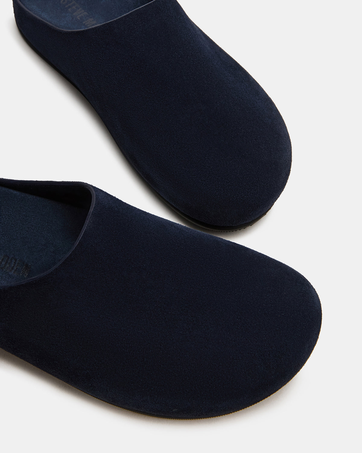 FERN Navy Suede Mule Slip-On Round-Toe Women's Flat
