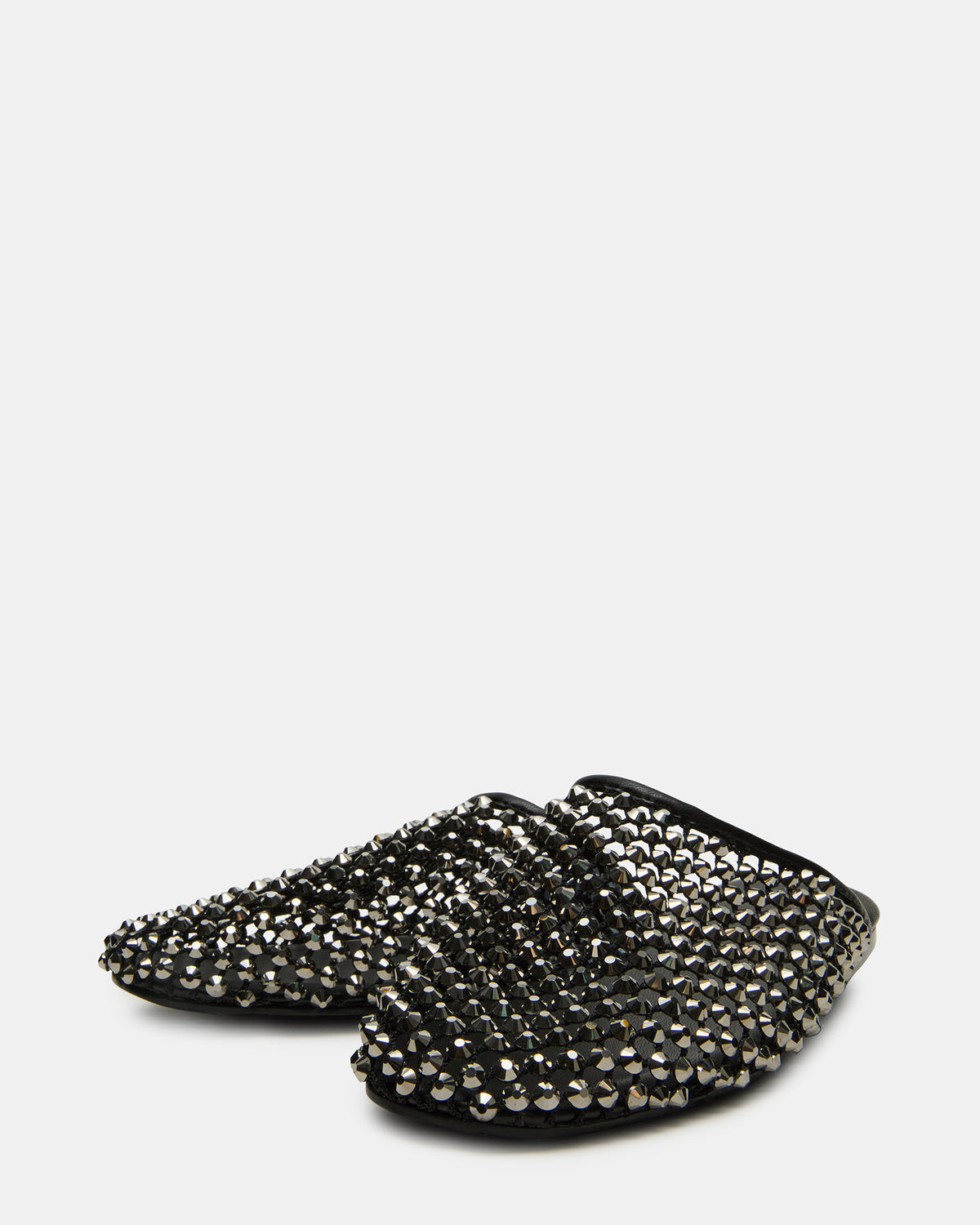PEARSON Black Rhinestones Rounded-Toe Slip-On Women's Flat