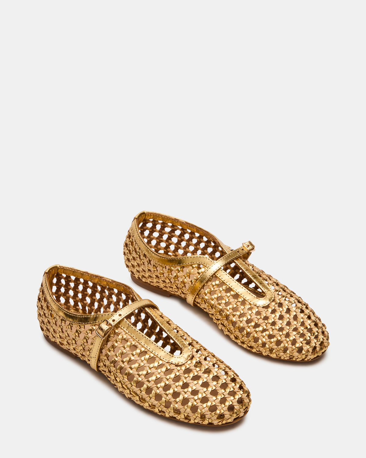 BELLISSIMA Gold Multi Mary Jane Woven Buckle Women's Flats