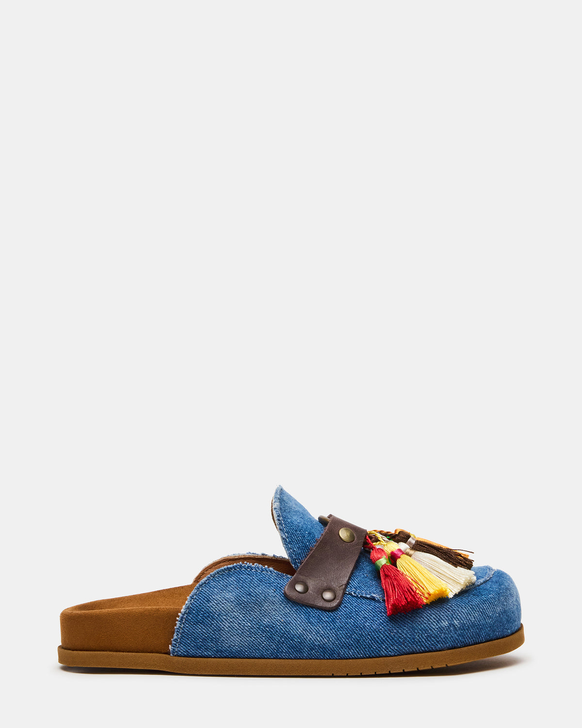 BERNIE Denim Mule Slip-On Footbed Round-Toe Women's Flat