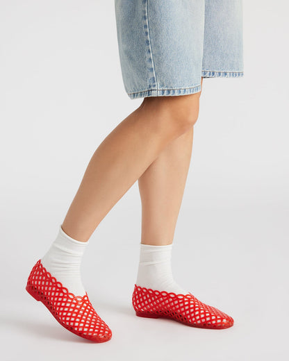 GROVE Red Square-Toe Jelly Women's Flat