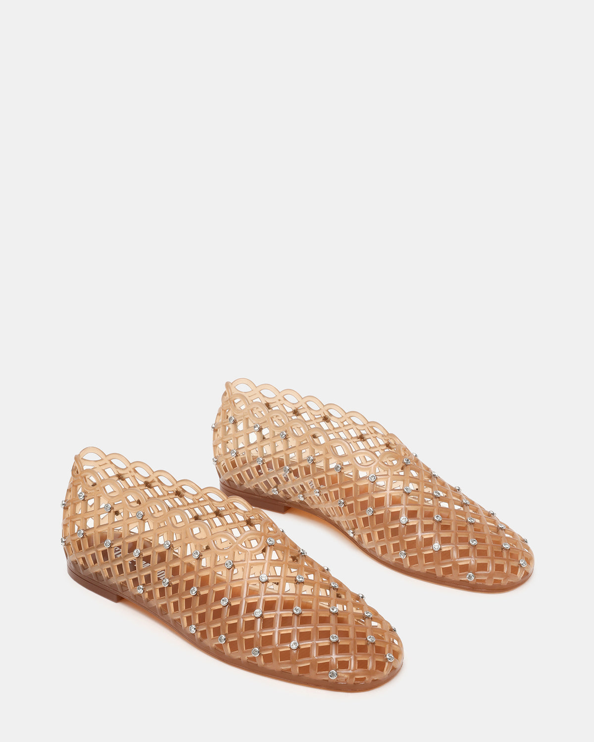 GROVE Tan Rhinestones Square-Toe Jelly Women's Flat
