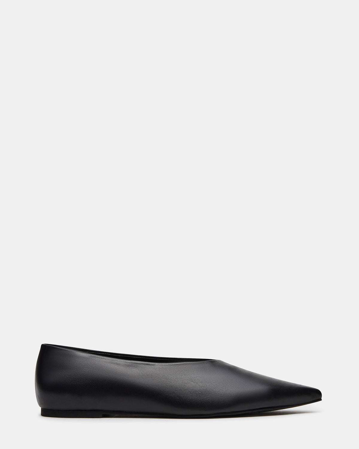 FLOYD Black Leather Pointed-Toe Ballet Women's Flat