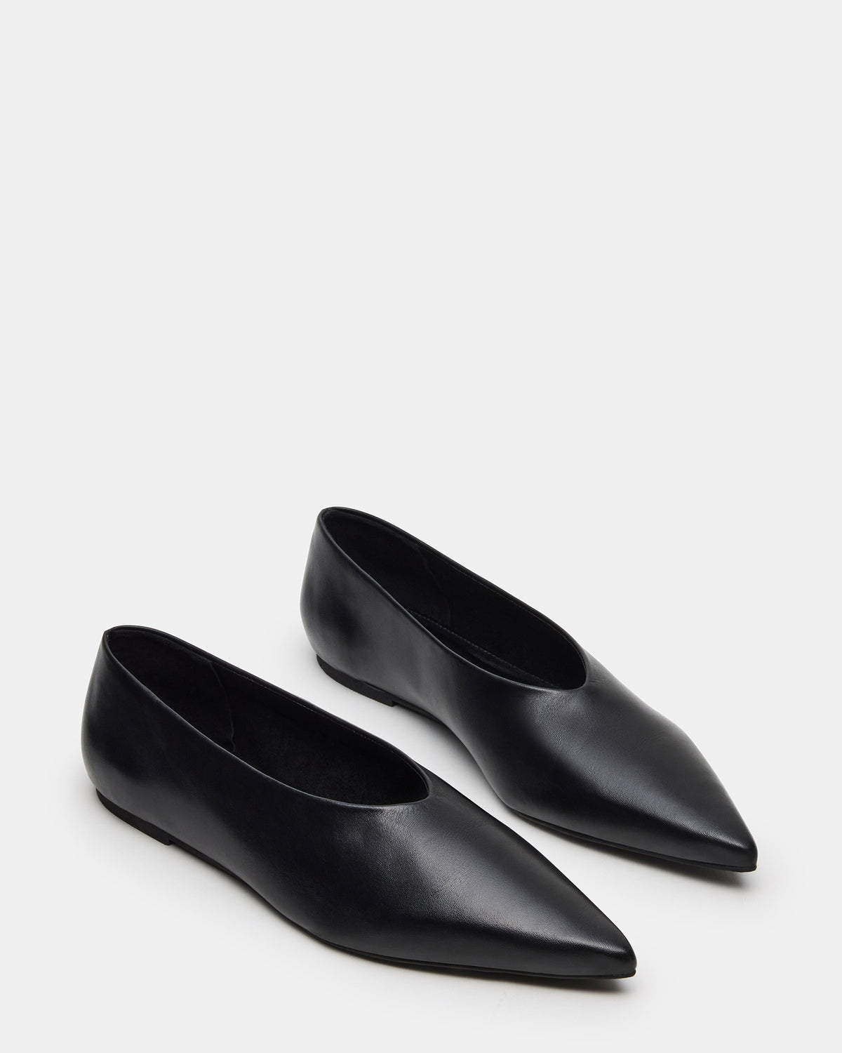 FLOYD Black Leather Pointed-Toe Ballet Women's Flat