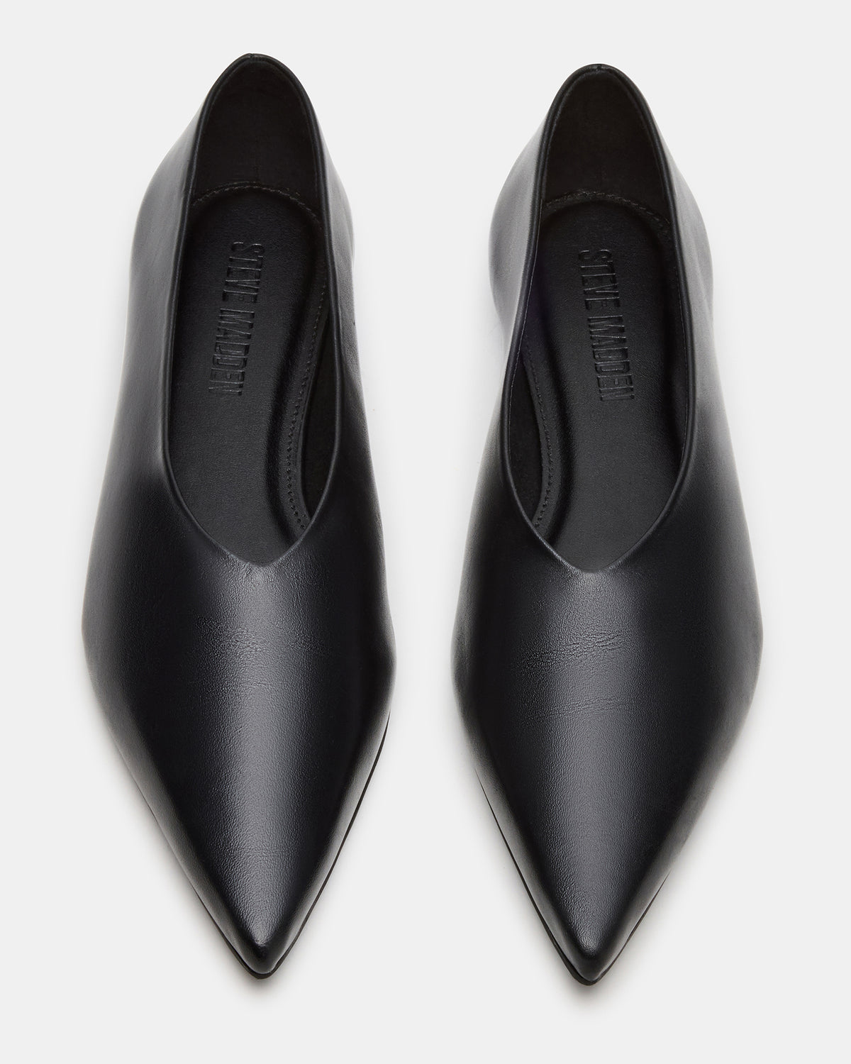 FLOYD Black Leather Pointed-Toe Ballet Women's Flat