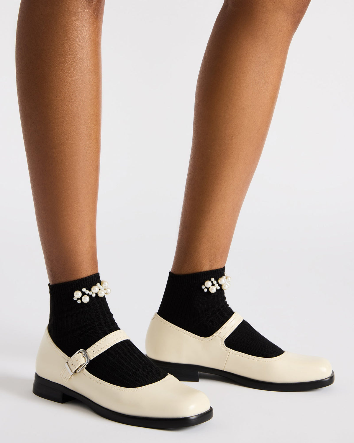 DELANCY Bone Leather Women's Mary Jane Flats