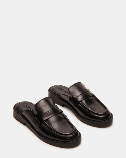 MULBERRY Black Leather Women's Slip-On Mule Flat