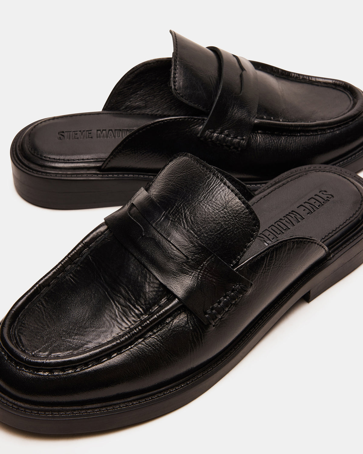 MULBERRY Black Leather Women's Slip-On Mule Flat