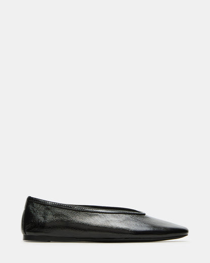 LENI Black/Black Square-Toe Ballet Women's Flat