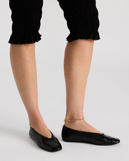 LENI Black/Black Square-Toe Ballet Women's Flat