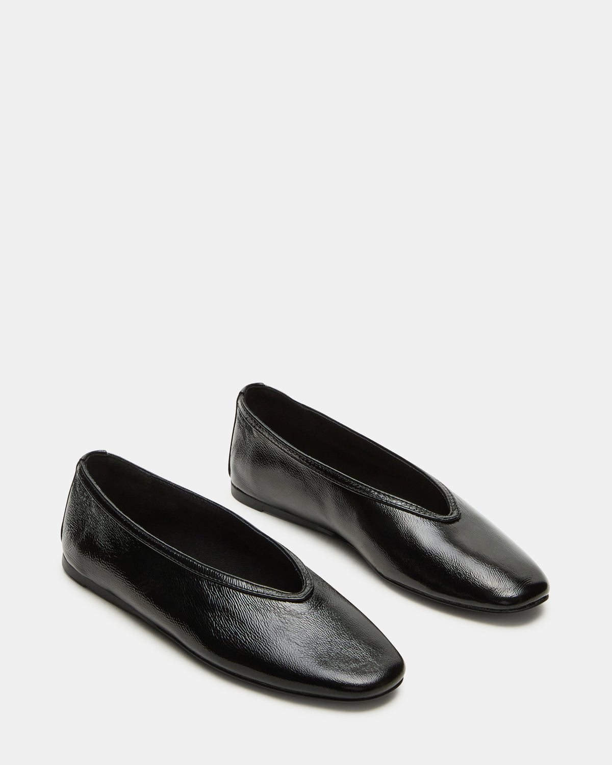 LENI Black/Black Square-Toe Ballet Women's Flat