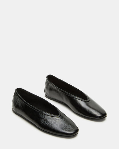 LENI Black/Black Square-Toe Ballet Women's Flat