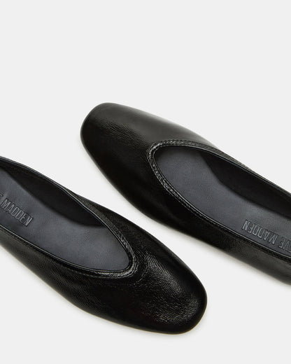 LENI Black/Black Square-Toe Ballet Women's Flat
