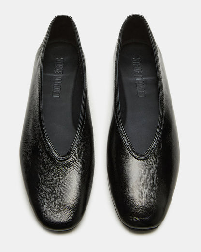 LENI Black/Black Square-Toe Ballet Women's Flat