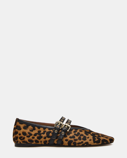 LYDIA Leopard Square-Toe Mary Jane Ballet Women's Flat