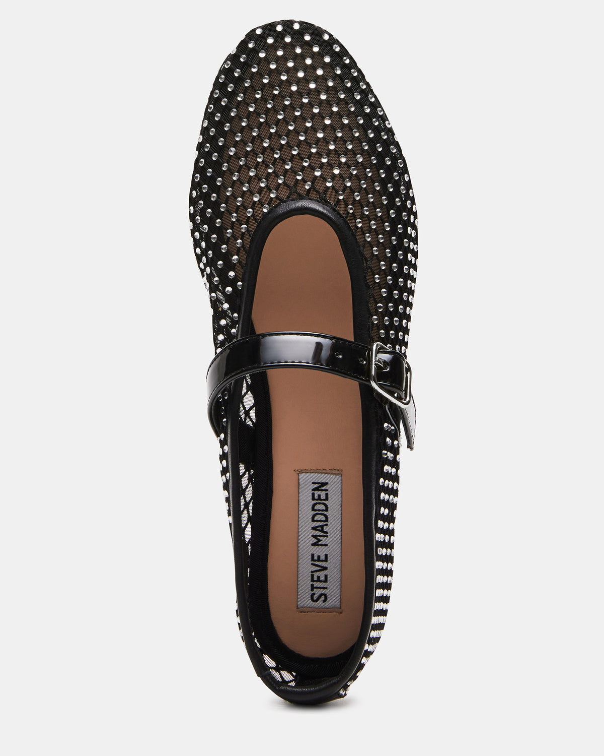 DREAMING Black Mesh Rhinestone Mary Jane | Women's Flats