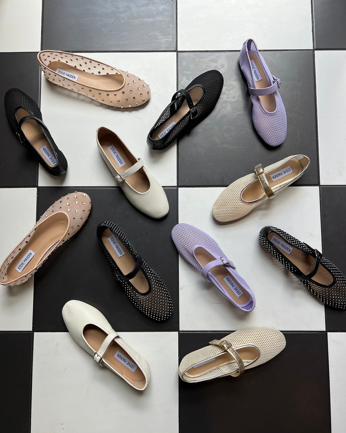 DREAMING Black Mesh Rhinestone Mary Jane | Women's Flats