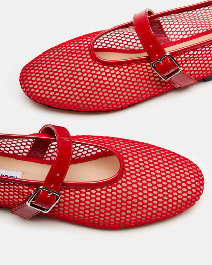 DREAMING Red Mesh Women's Mary Jane Flats