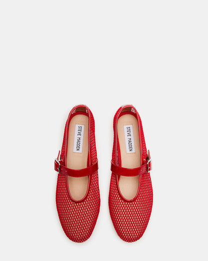 DREAMING Red Mesh Women's Mary Jane Flats