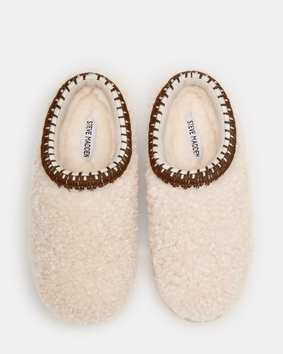 SELENA Faux Shearling Women's Natural Slip-On Mule Flat