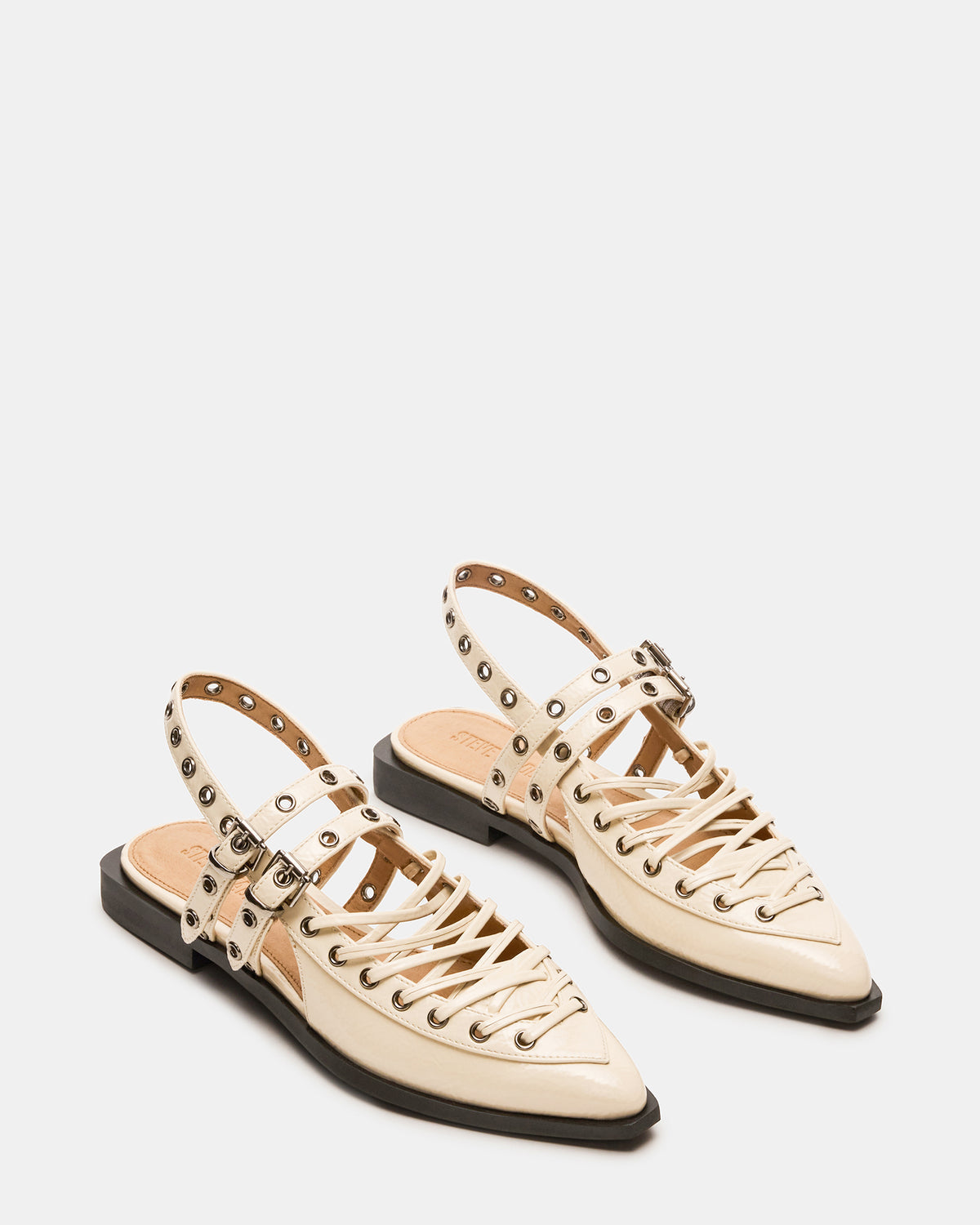 GALANTI Bone Patent Women's Pointed-Toe Moto Slingback Flat