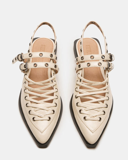 GALANTI Bone Patent Women's Pointed-Toe Moto Slingback Flat