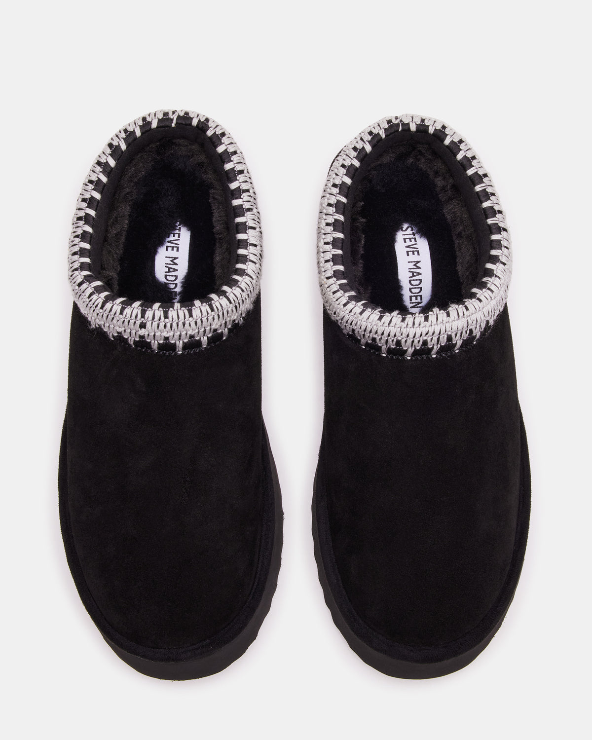 SELENA Black Suede Women's Natural Slip-On Mule Flat