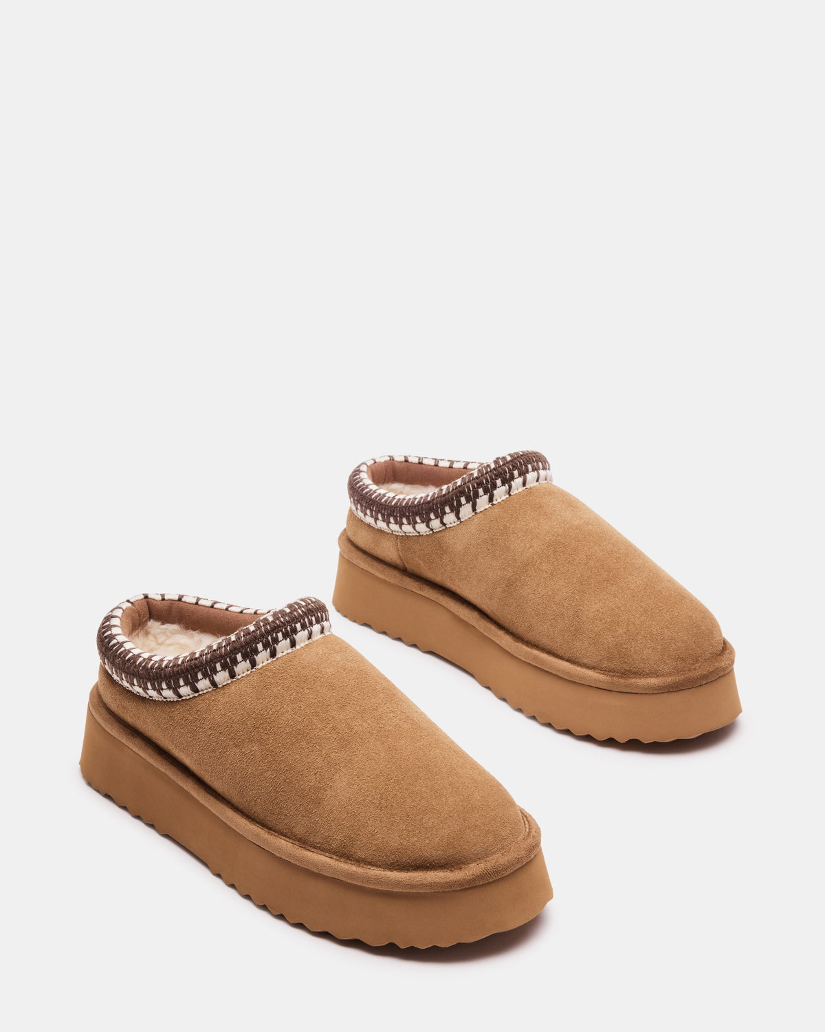 SELENA Chestnut Suede Women's Natural Slip-On Mule Flat