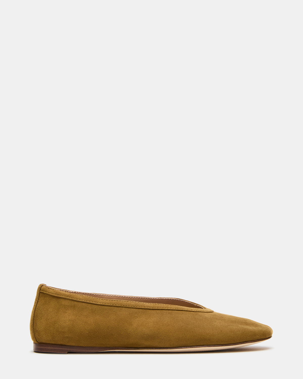 LENI Mustard Suede Square-Toe Ballet Women's Flat