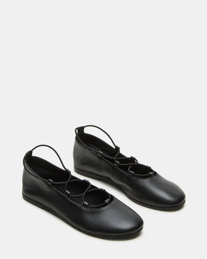 BOMBSHELL Black Leather Ballet Women's Flat