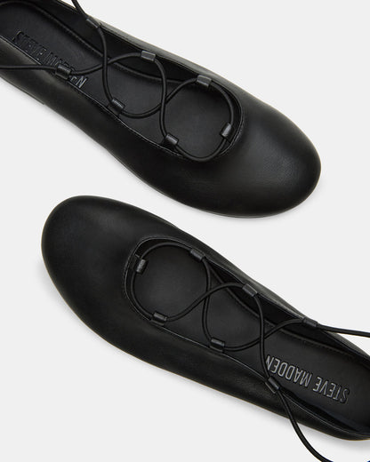 BOMBSHELL Black Leather Ballet Women's Flat