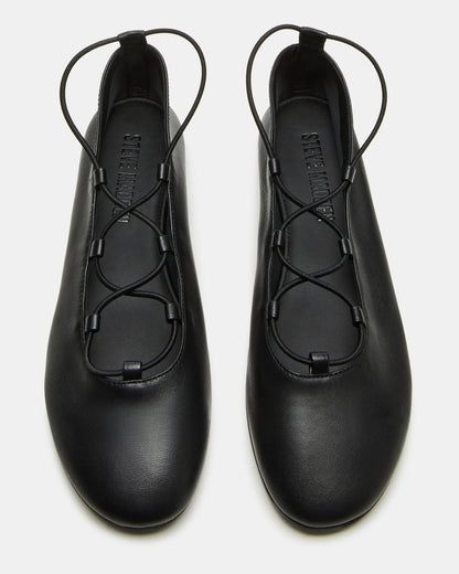 BOMBSHELL Black Leather Ballet Women's Flat