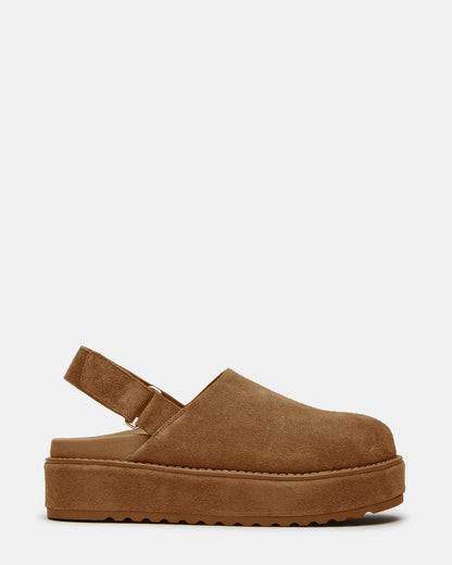MELLOW Cognac Suede Women's Slingback Platform Clog