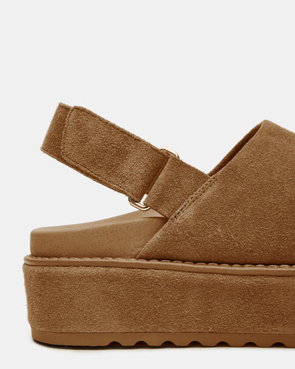 MELLOW Cognac Suede Women's Slingback Platform Clog