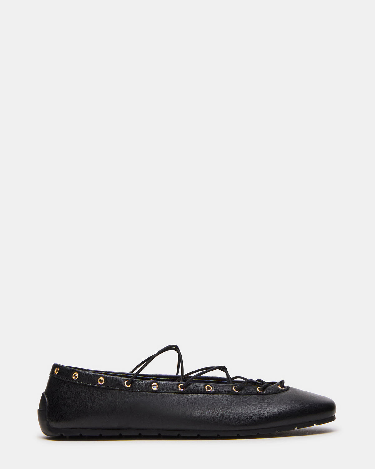 POINTE Black Leather Women's Ballet Square-Toe Flat